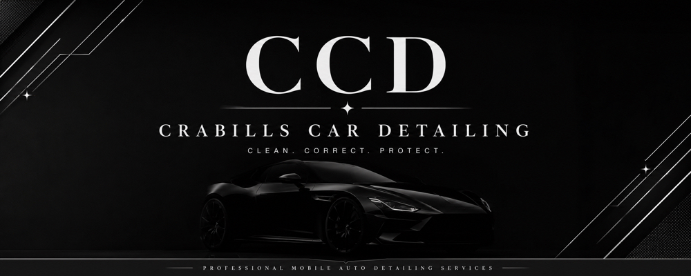 Crabills Car Detailing brand artwork featuring a black sports car